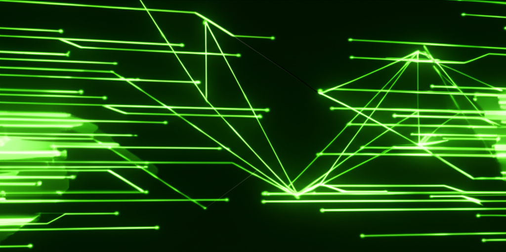 Abstract futuristic background with glowing cryptocurrency network